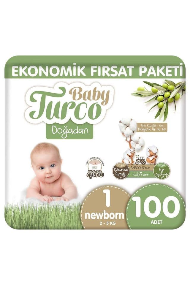 Baby Turco Doğadan Bebek Bezi 1 Numara Newborn 100 Adet
