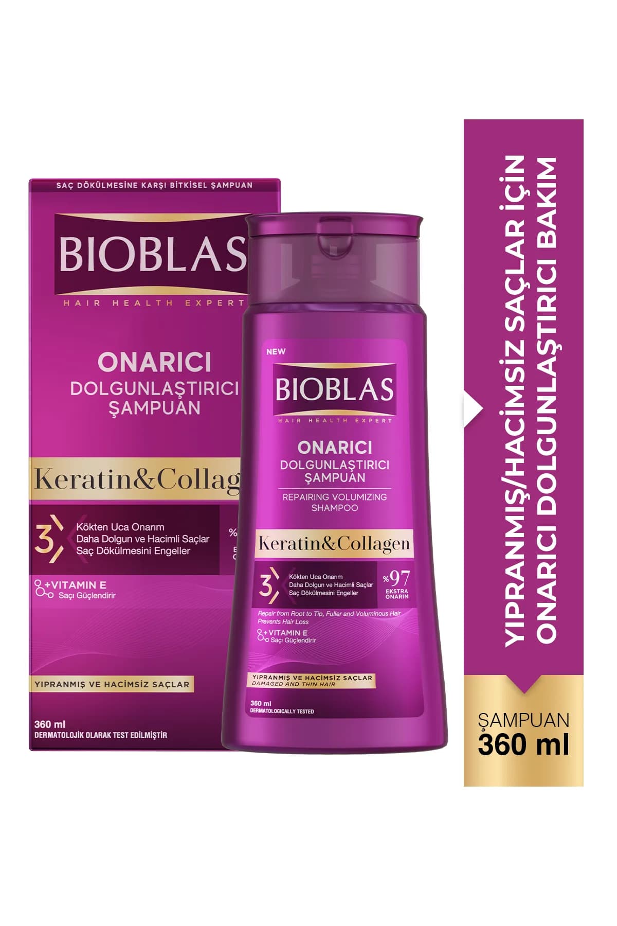 Bioblas Keratin & Kolajen Onarıcı Dolgunlaştırıcı Şampuan 360 ml