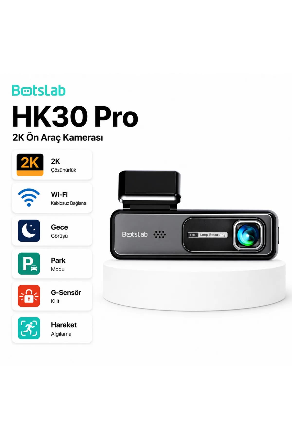 Botslab HK30 Pro 2K Wi-Fi Araç İçi Kamera