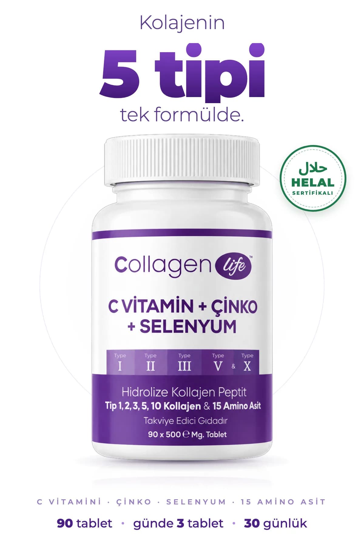 Collagen Life 5 Tip Hidrolize Kolajen 90 Tablet