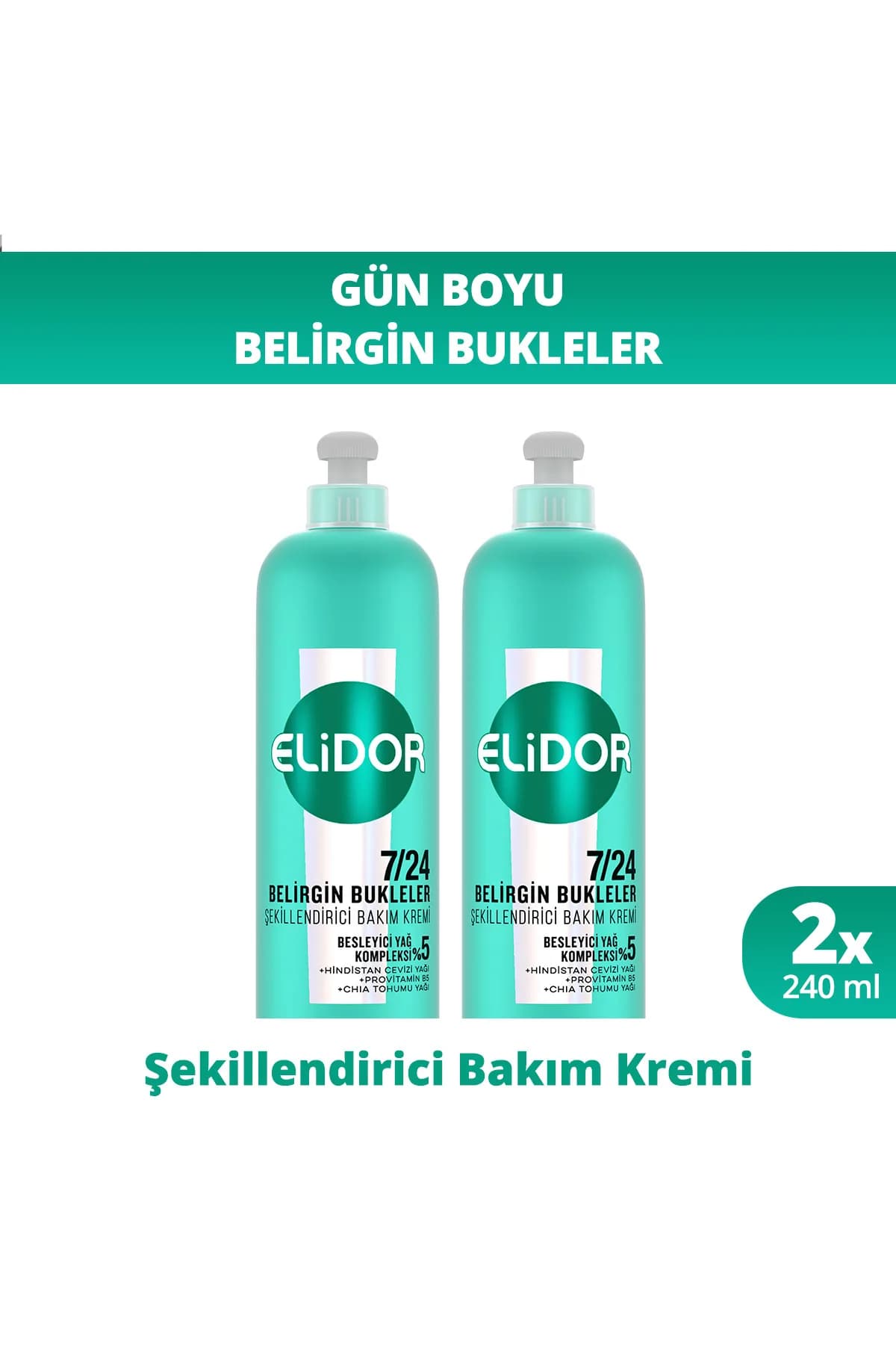 Elidor 7/24 Şekillendirici Saç Bakım Kremi Belirgin Bukleler 240 ml x2
