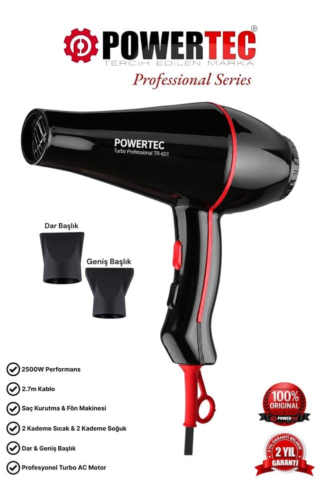Powertec TR-601 Turbo Professional 2500 W Saç Kurutma Makinesi