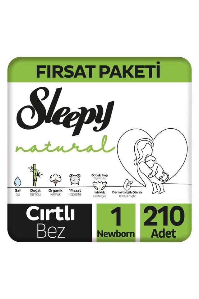 Sleepy Natural Bebek Bezi 1 Numara Yenidoğan 210 Adet