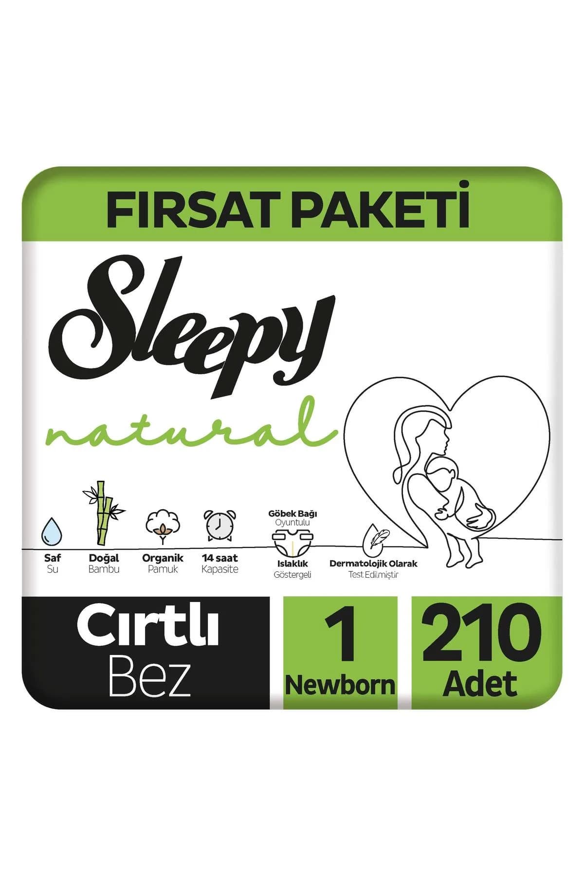 Sleepy Natural Bebek Bezi 1 Numara Yenidoğan 210 Adet