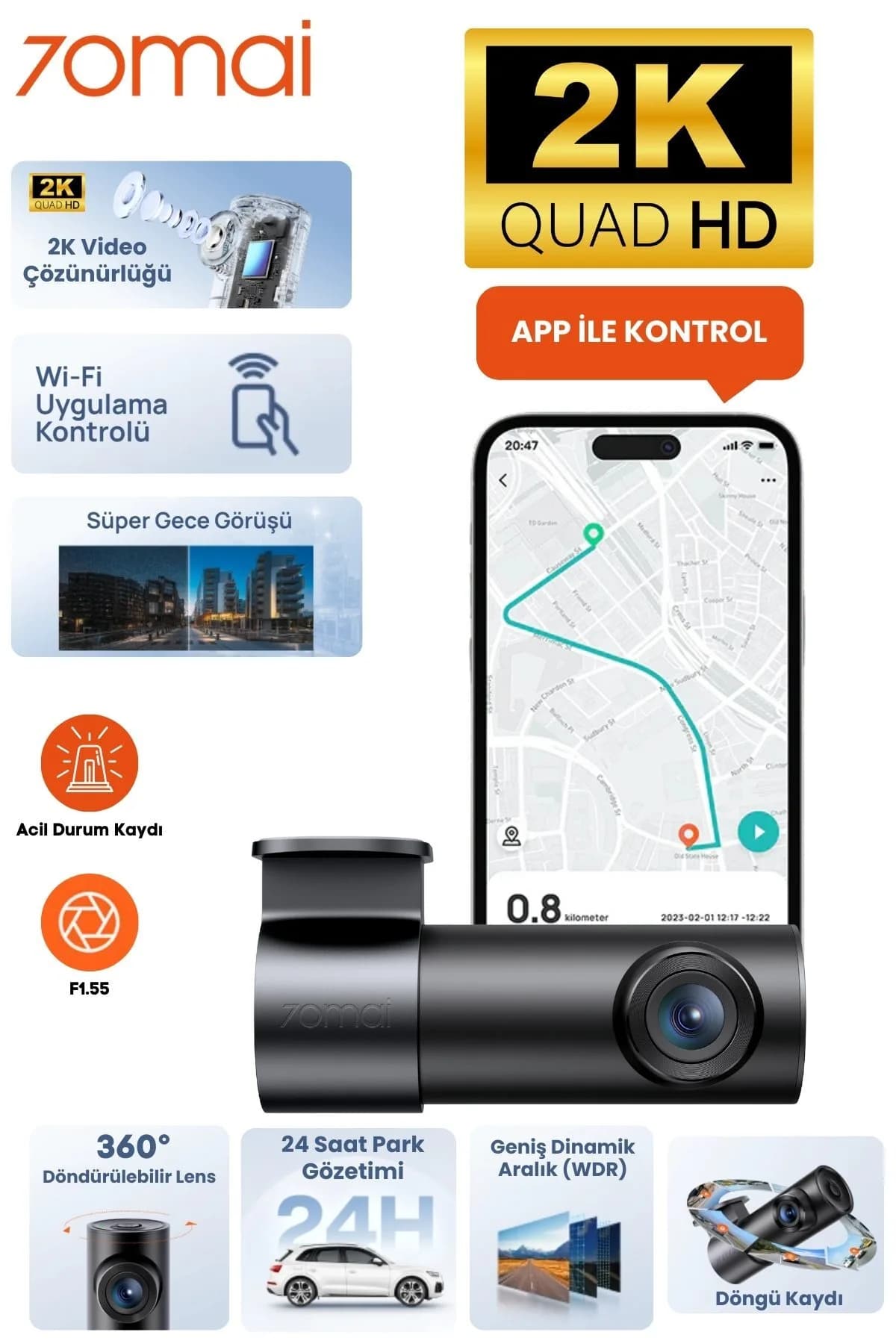 70mai M310 Plus 2K Ön Araç Kamerası