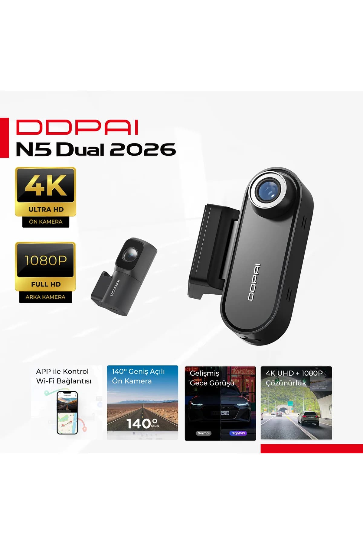 DDPAI N5 Dual 4K Ön ve Arka Araç Kamerası