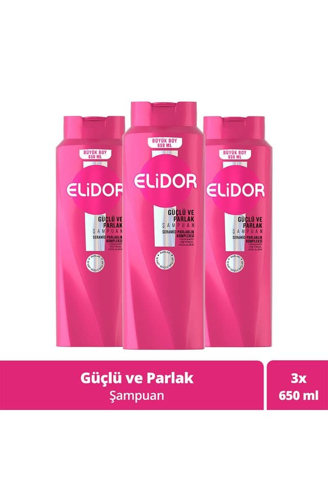 Elidor Güçlü ve Parlak Saç Bakım Şampuanı 650 ml x3
