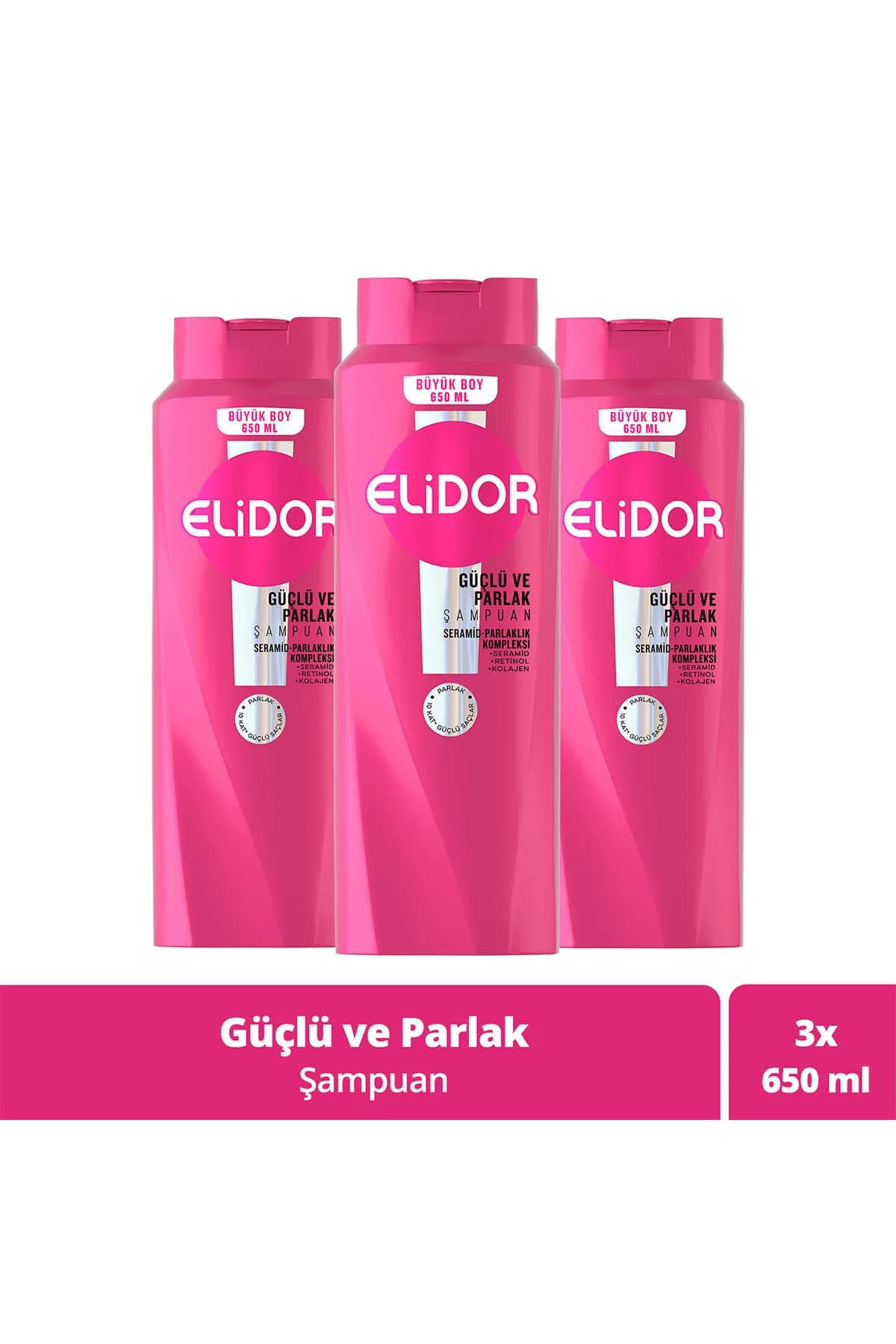 Elidor Güçlü ve Parlak Saç Bakım Şampuanı 650 ml x3