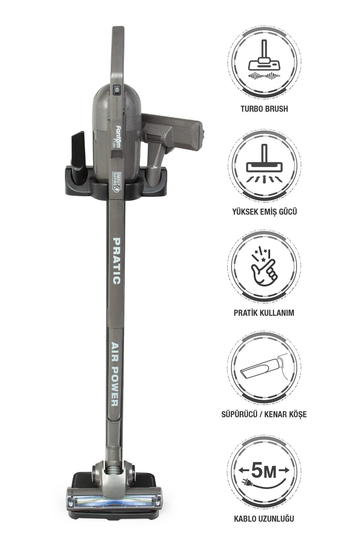 Fantom Pratic Air Power P1250 Turbo Başlıklı Dikey Süpürge